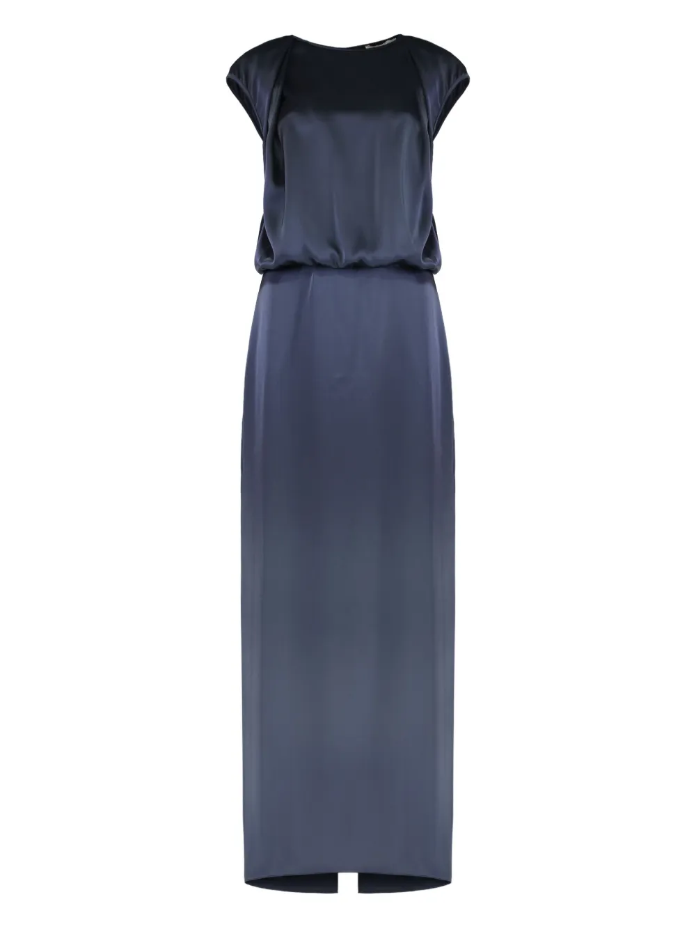 Les Filles D'eva Rear-slit Satin Dress In Blue