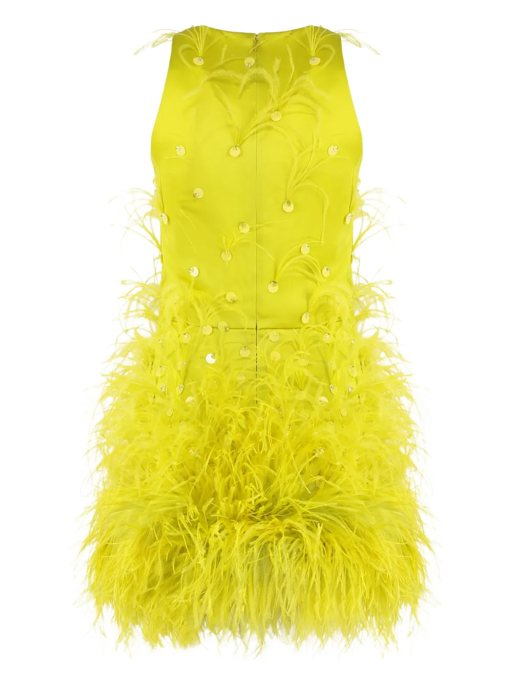 Les Filles d'Eva sequin-embellished feather mini dress - Geel
