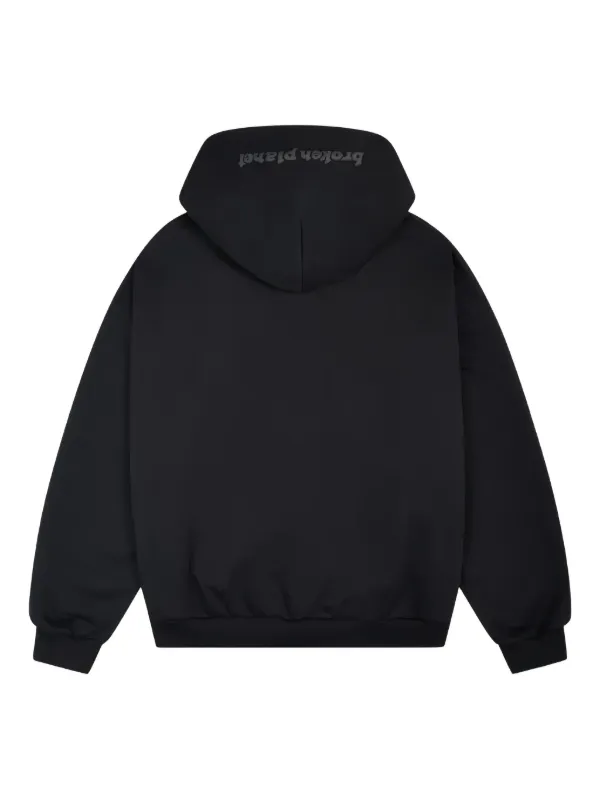 BROKEN PLANET zip-up Graphic Hoodie | Black | FARFETCH