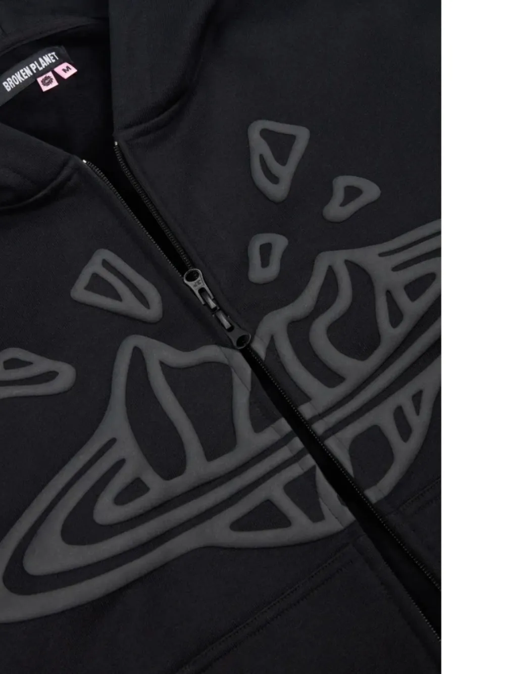 BROKEN PLANET Hoodie met grafische print en rits Zwart