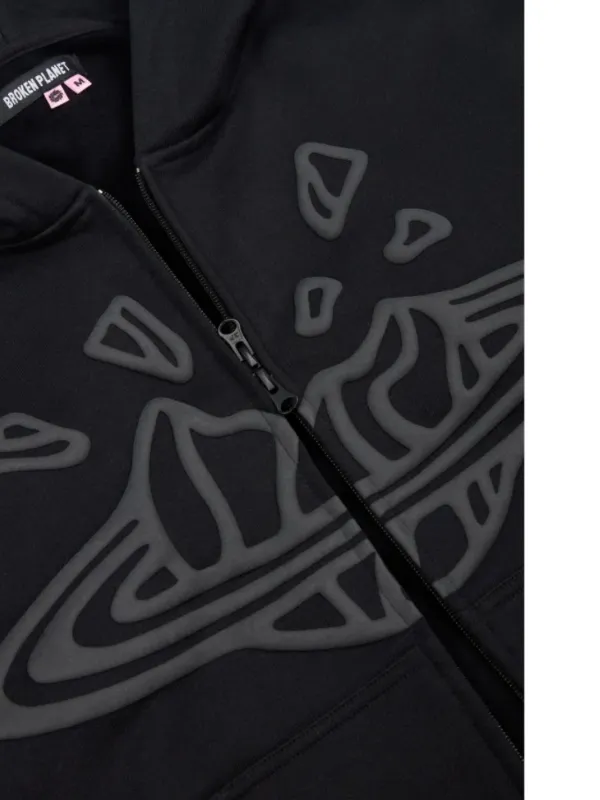 BROKEN PLANET zip-up Graphic Hoodie | Black | FARFETCH CA