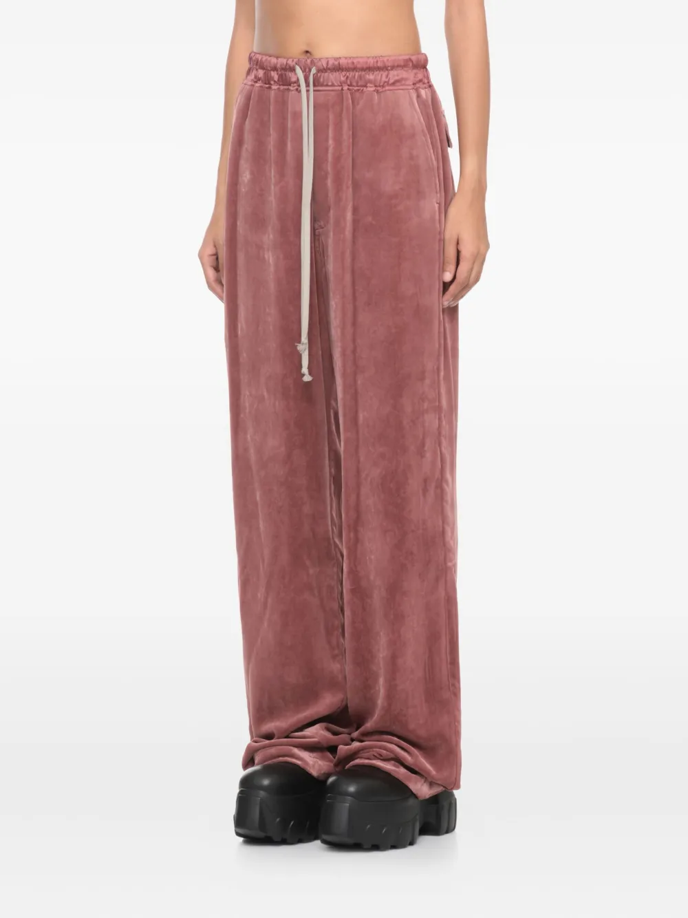 Rick Owens Straight Trousers Featuring Elastic Waistband In Pink