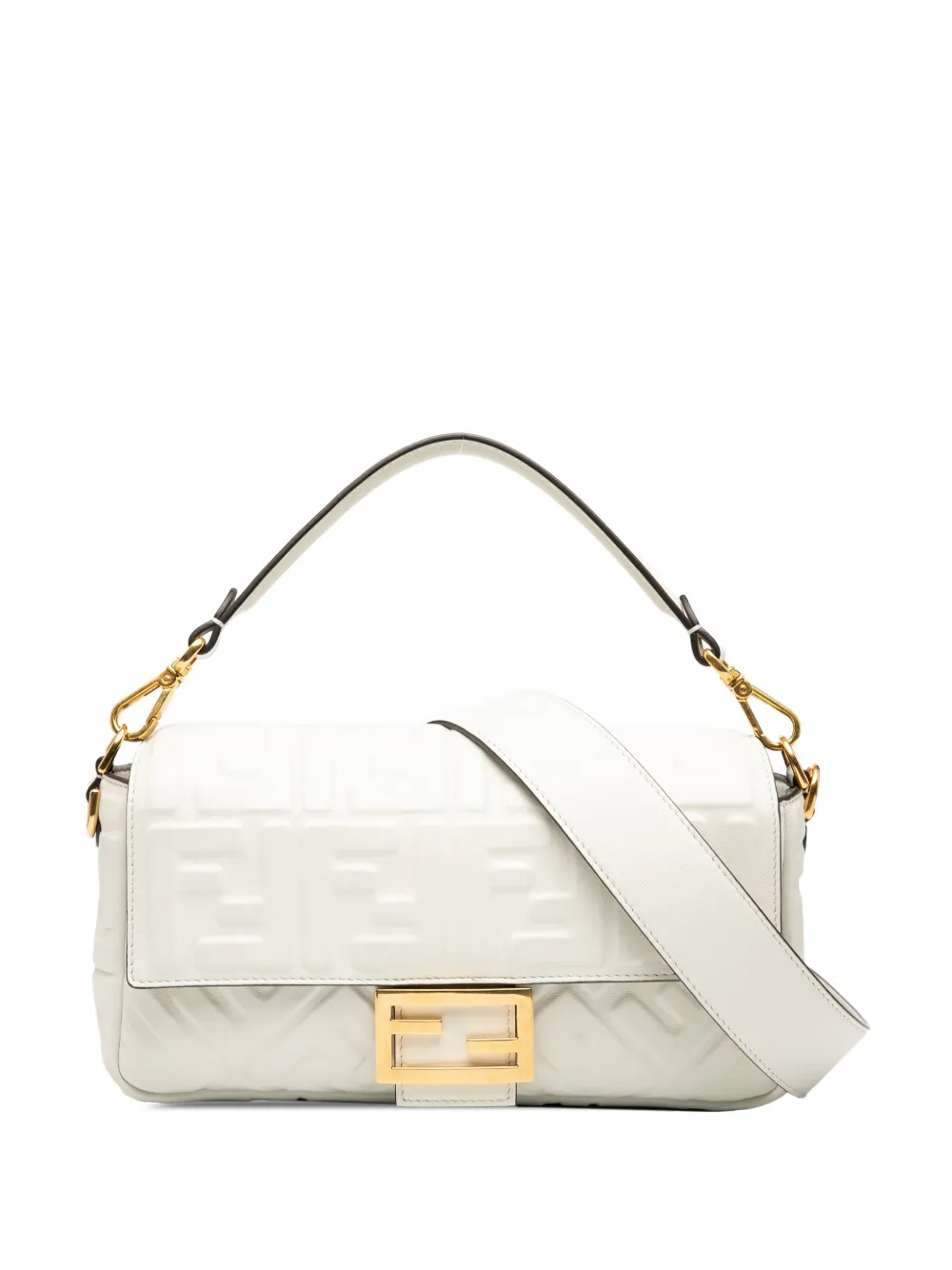 Fendi Pre-Owned 2010-2025 Zucca Embossed Leather Baguette satchel | White | Image 1
