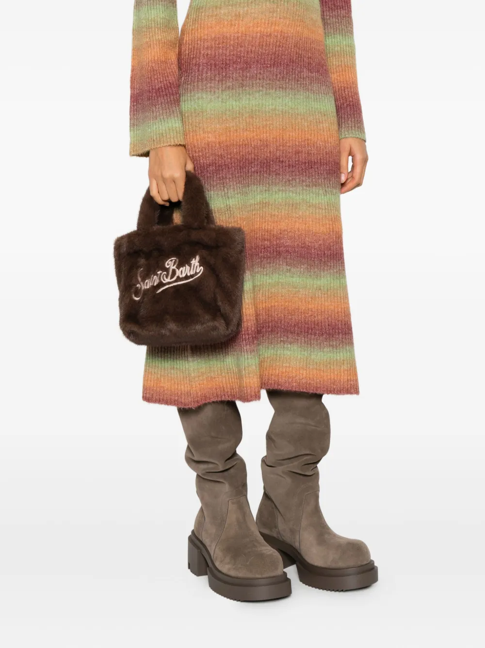 Mc2 Saint Barth Vanity Soft Fur Mini Bag In Brown