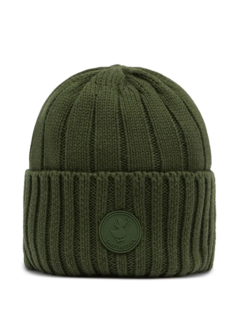 Save The Duck Ribbed Beanie Hat In Green