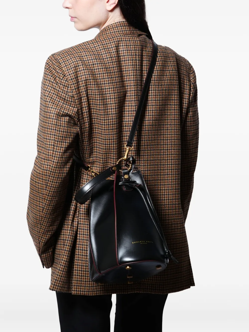 Roberto Festa Kleine Safira bucket-tas met trekkoord Zwart