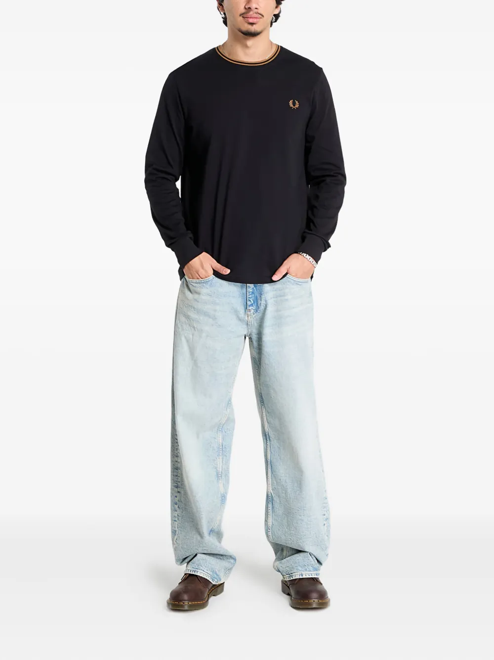Fred Perry Twin Tipped T-shirt met lange mouwen - Zwart