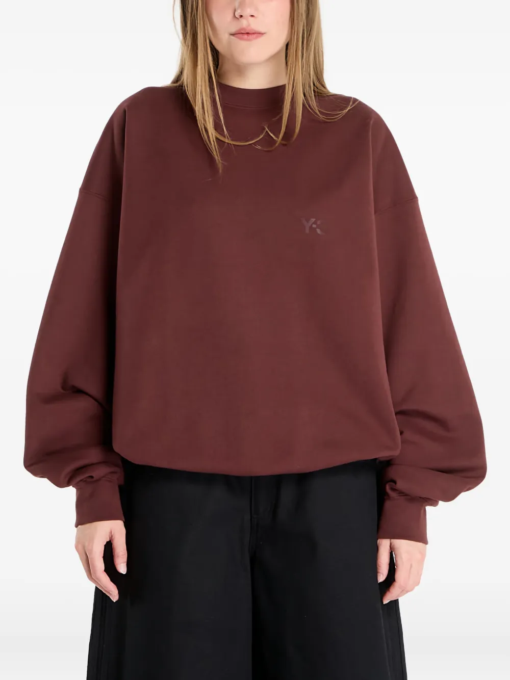 Y-3 Crew-neck Sweater In Burgundy