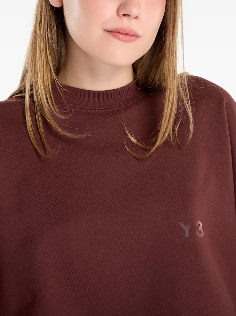 Y-3 Crew-neck Sweater In Burgundy