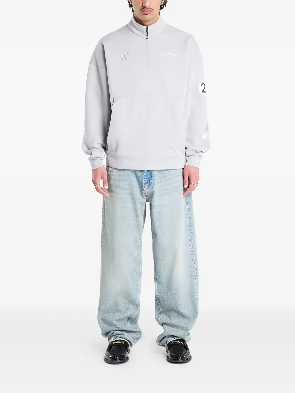 Adidas x Mercedes AMG Petronas Formula One Team sweater met halve rits - Grijs