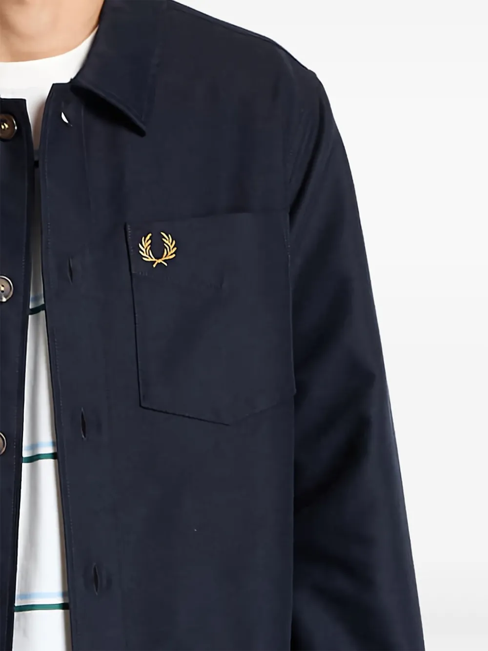 Fred Perry Shirtjack met geborduurd logo Blauw