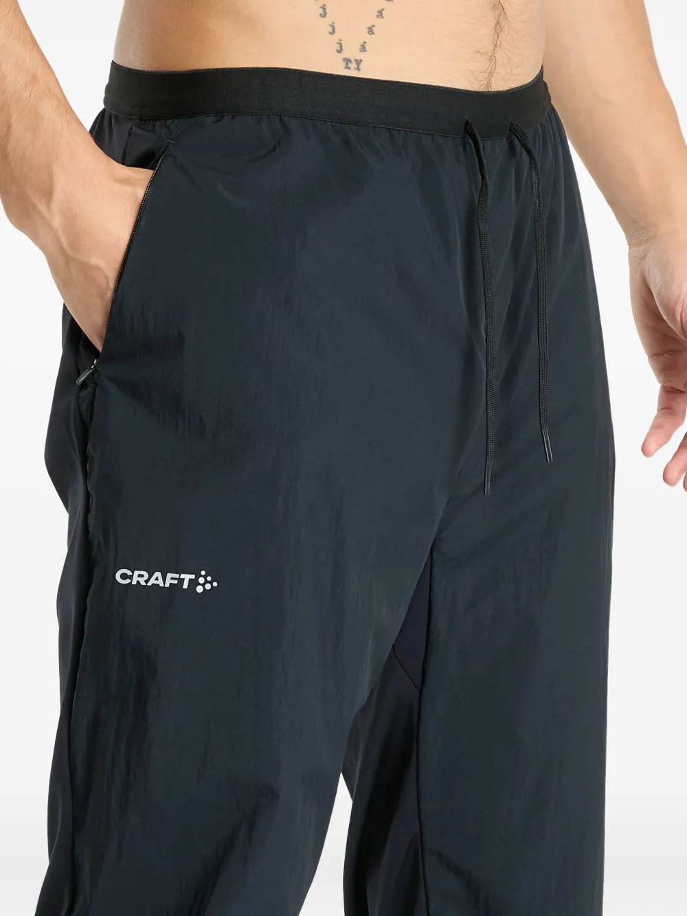 Craft Zip Detail Light Trousers In Black