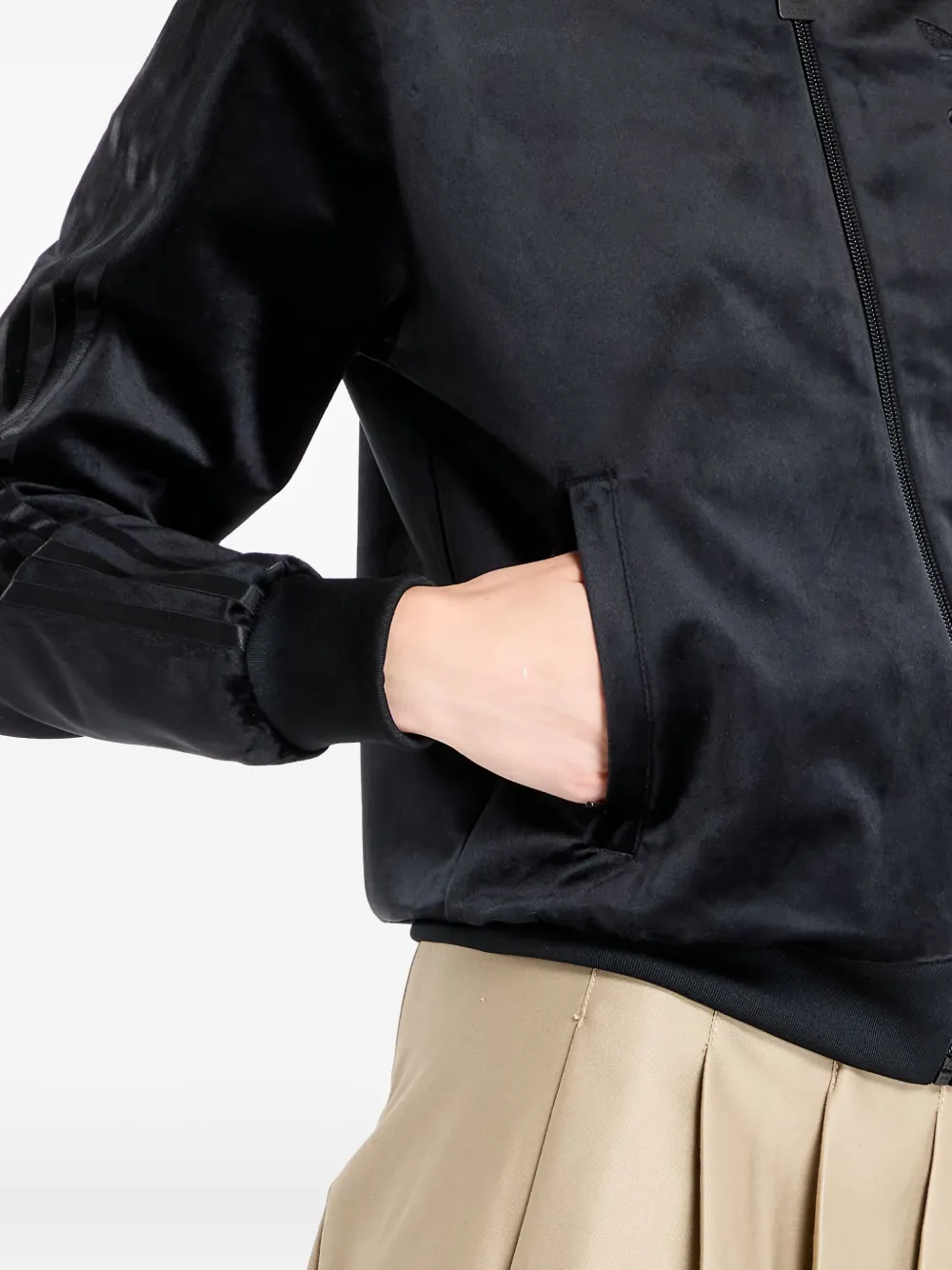 Adidas Originals Velvet Zip-up Track Jacket In Black