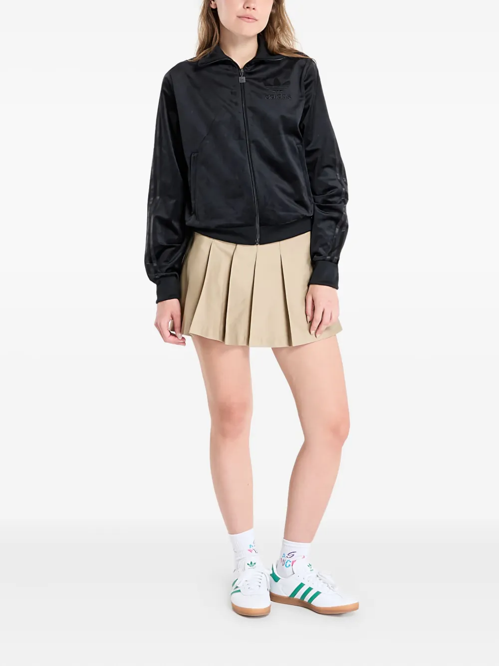 Adidas Originals Velvet Zip-up Track Jacket In Black
