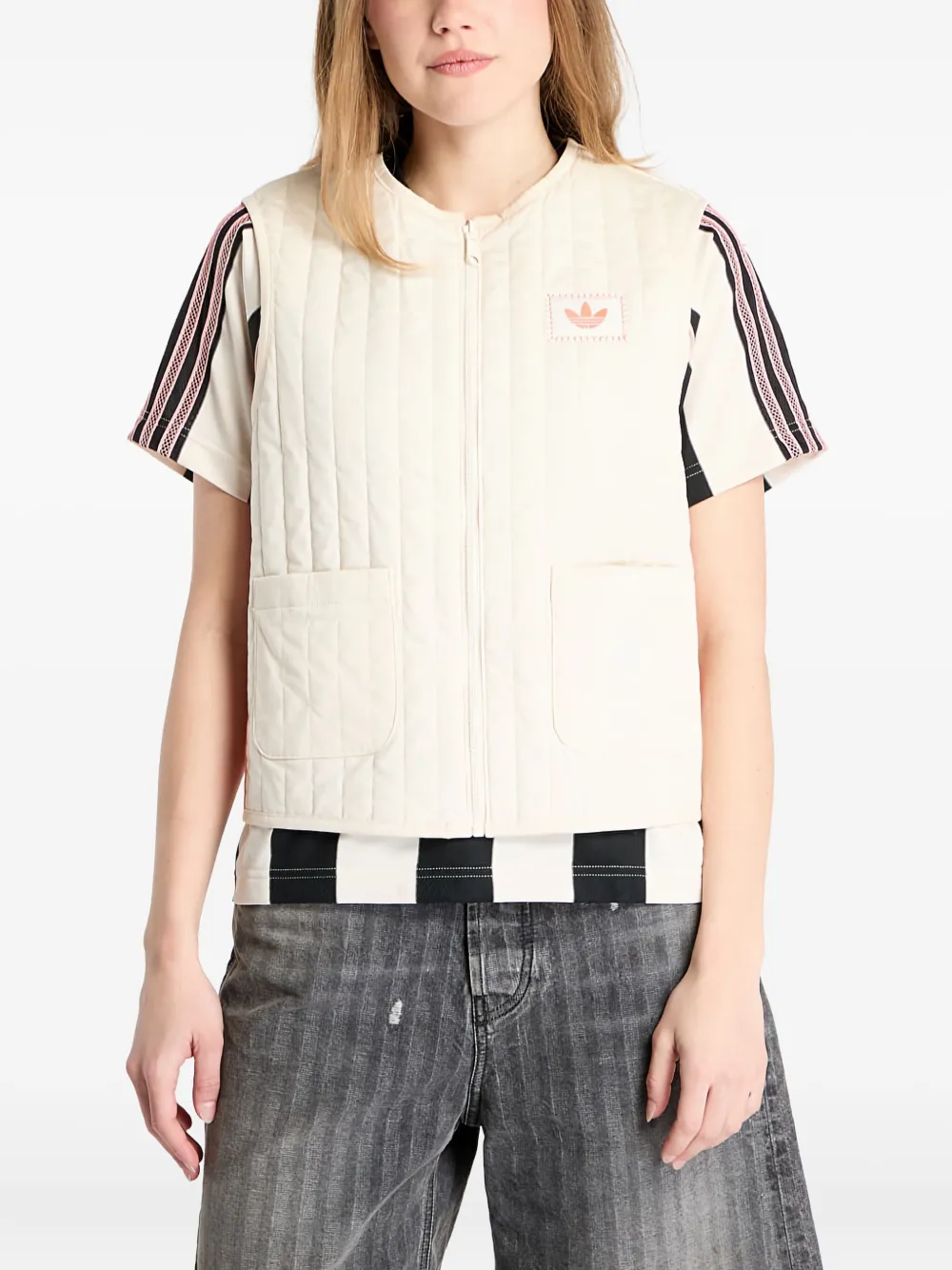 Adidas Originals Summer Glow Striped Flower Reversible Gilet In Multi