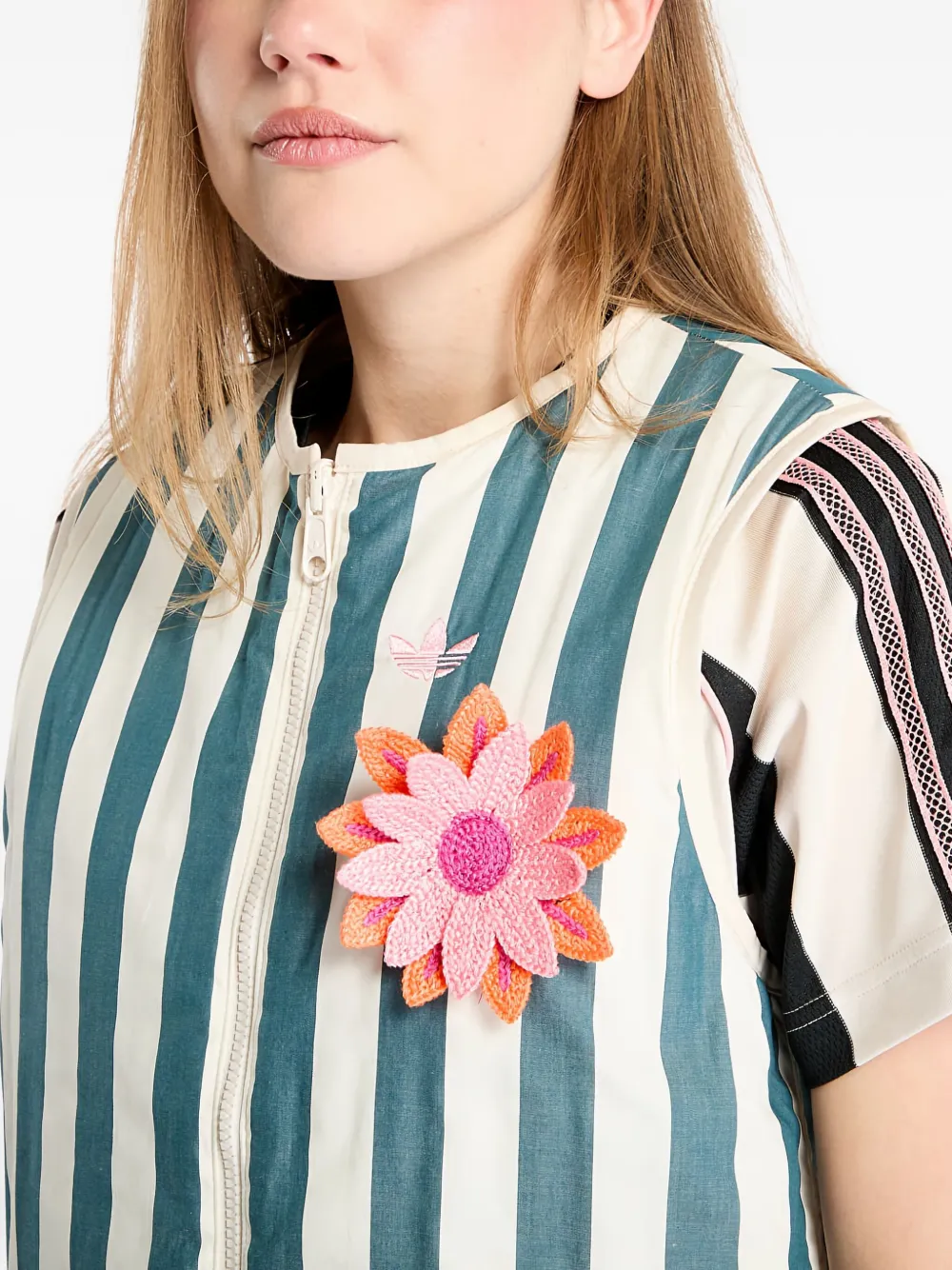 Adidas Originals Summer Glow Striped Flower Reversible Gilet In Multi