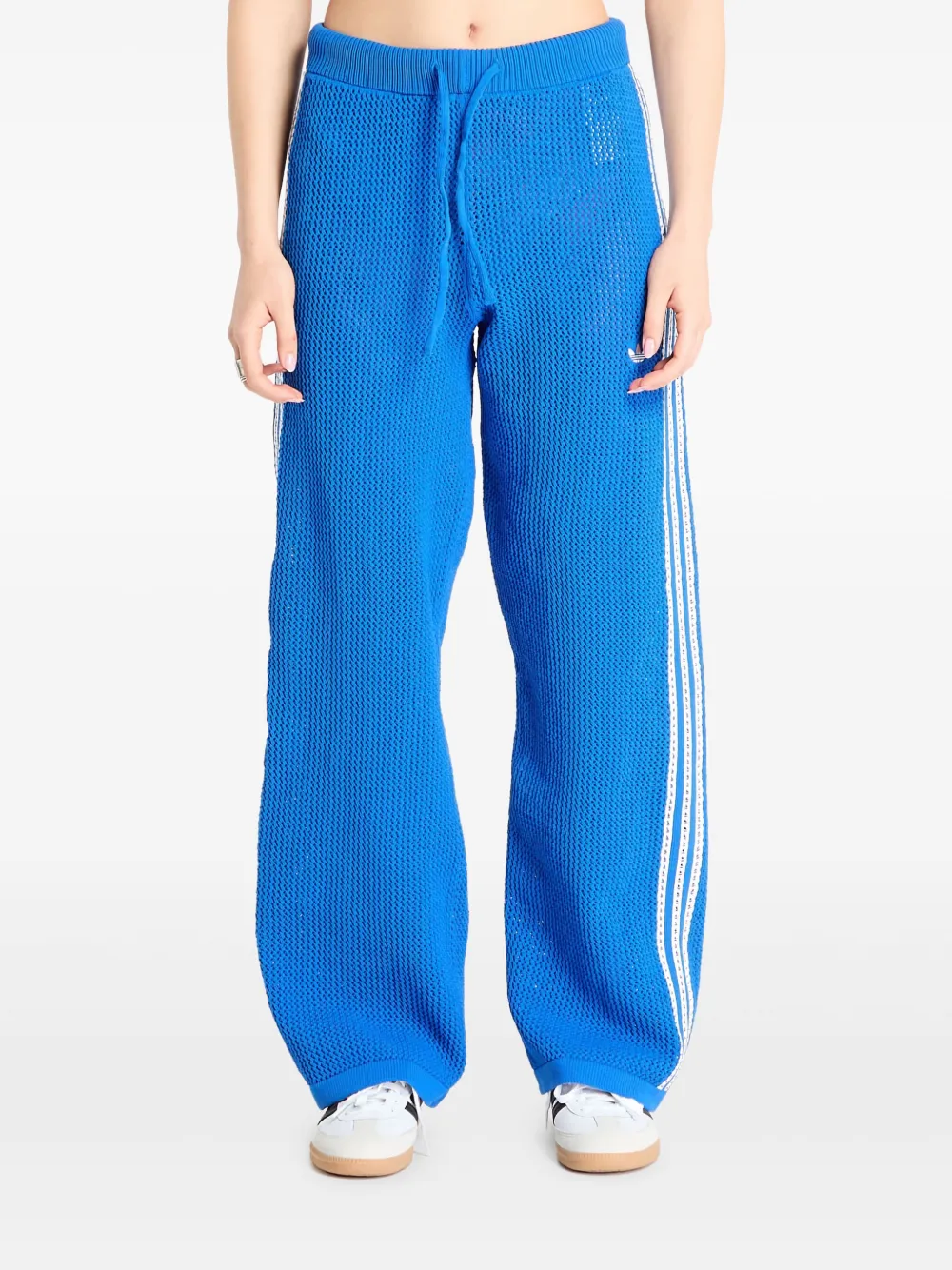 Adidas Originals Crochet Striped Track Pants In Blue