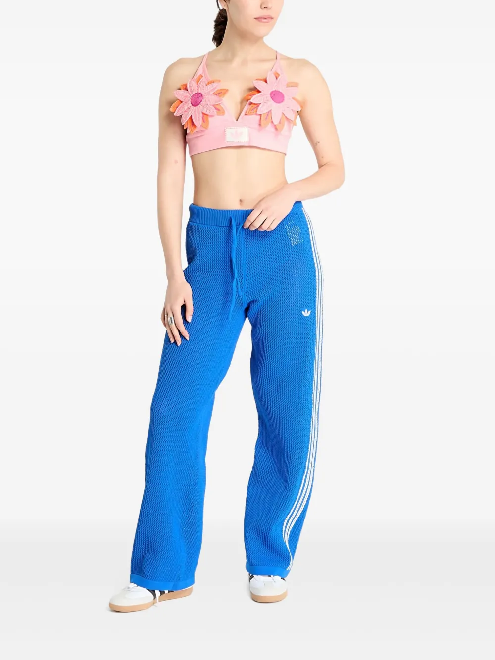 Adidas Originals Crochet Striped Track Pants In Blue
