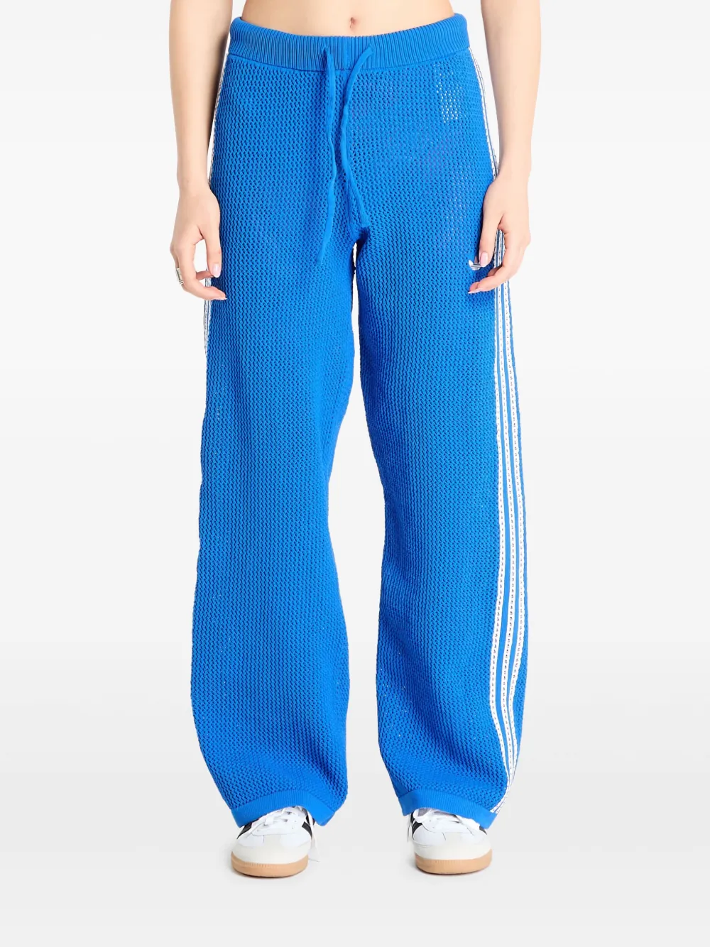 Adidas Originals Crochet Striped Track Pants In Blue
