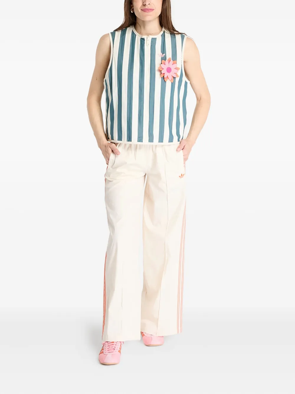 Adidas Originals Summer Glow Stripe Trousers In Neutral