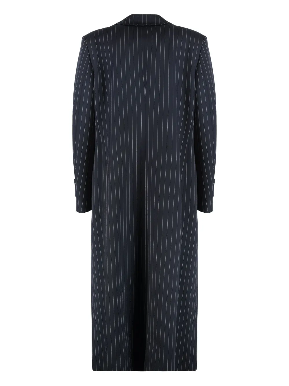 Les Filles D'eva Long Coat In Chalk Stripe Pattern In Blue