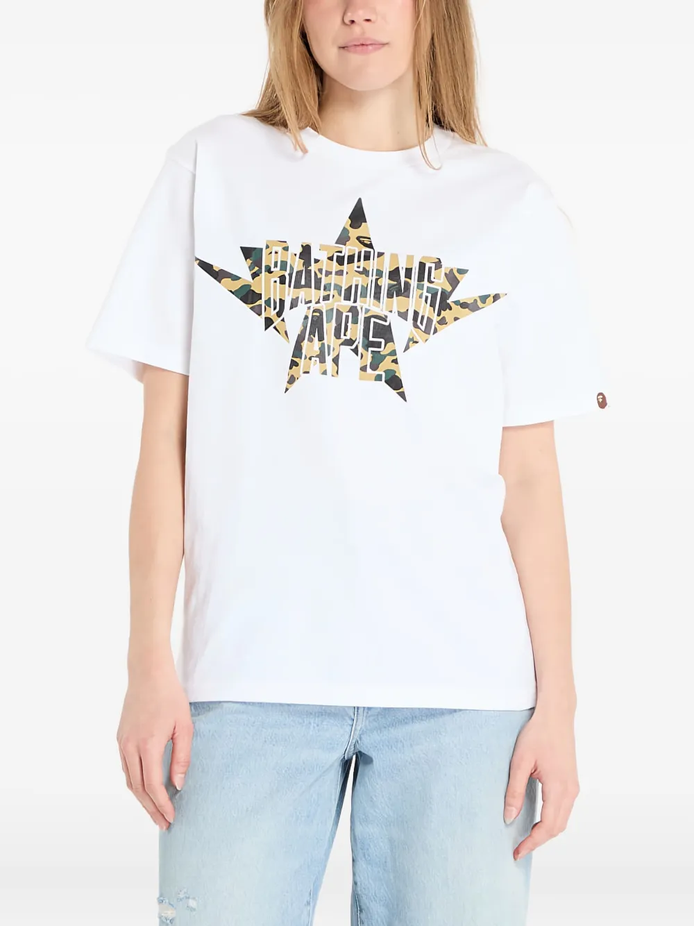 A Bathing Ape 1st Camo Twin Star Nyc T-shirt In White