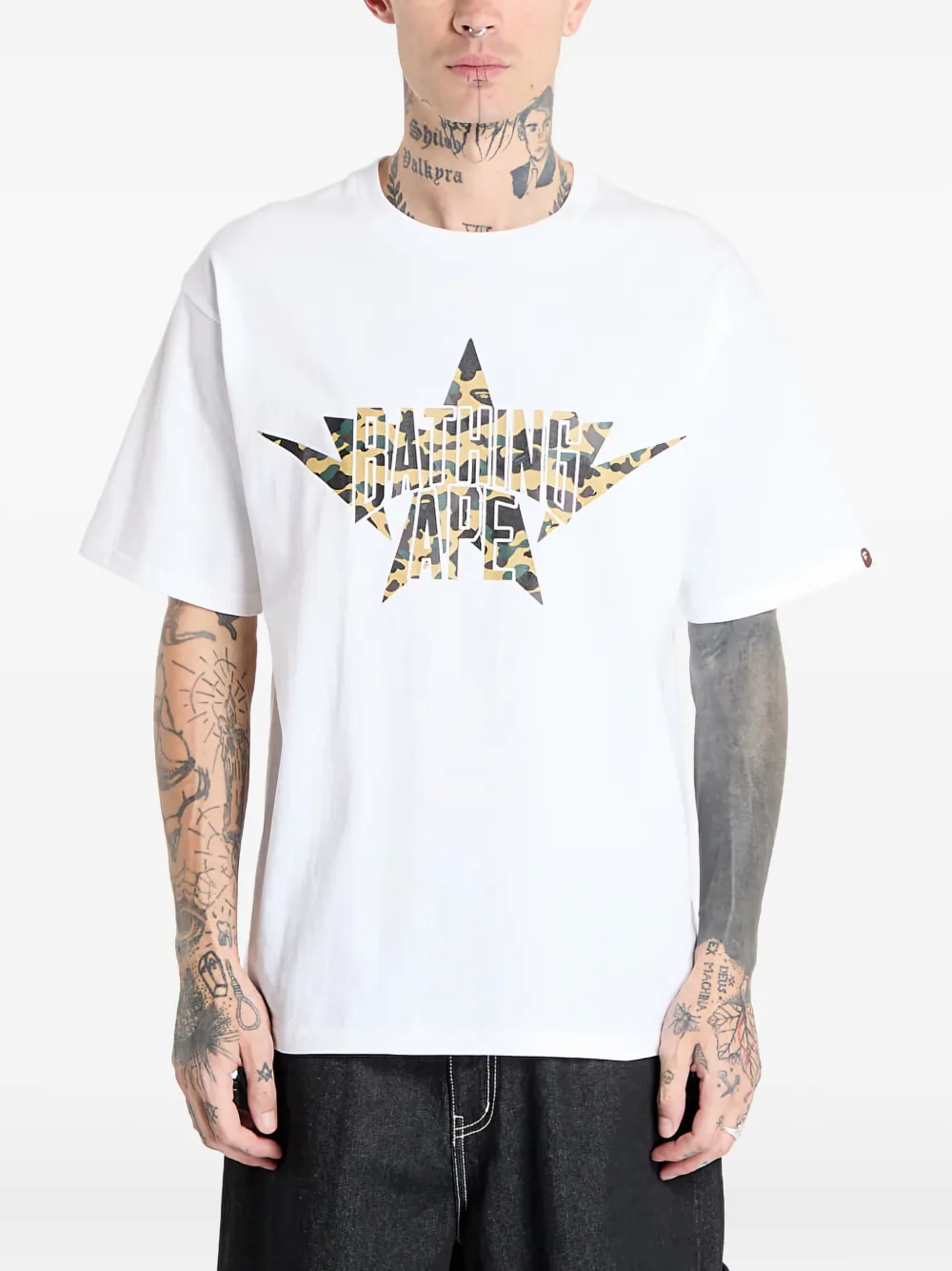 A BATHING APE 1st Camo Twin Star NYC T-shirt Wit