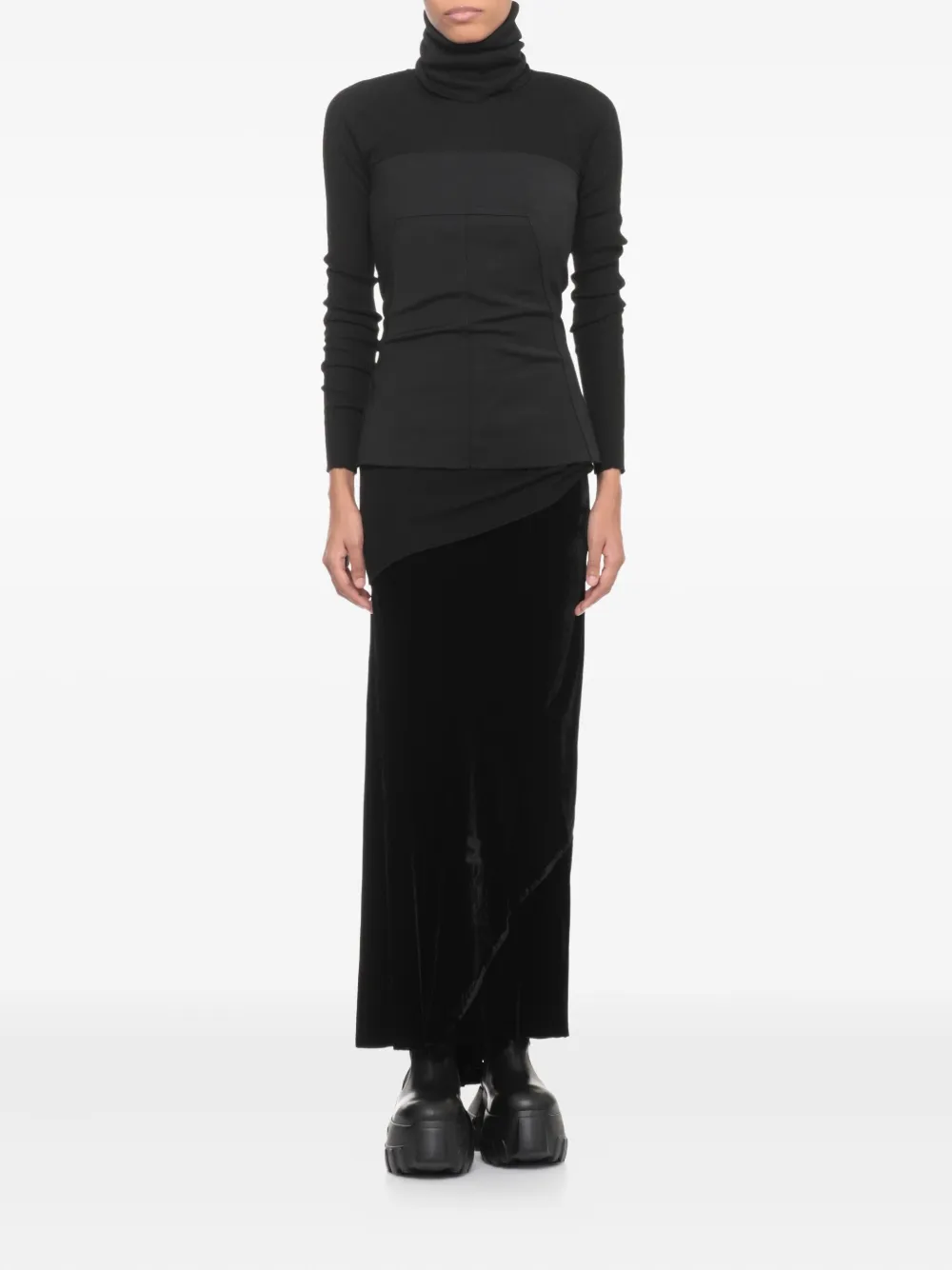 Rick Owens Midi Length Skirt Asymmetric Hem In Black