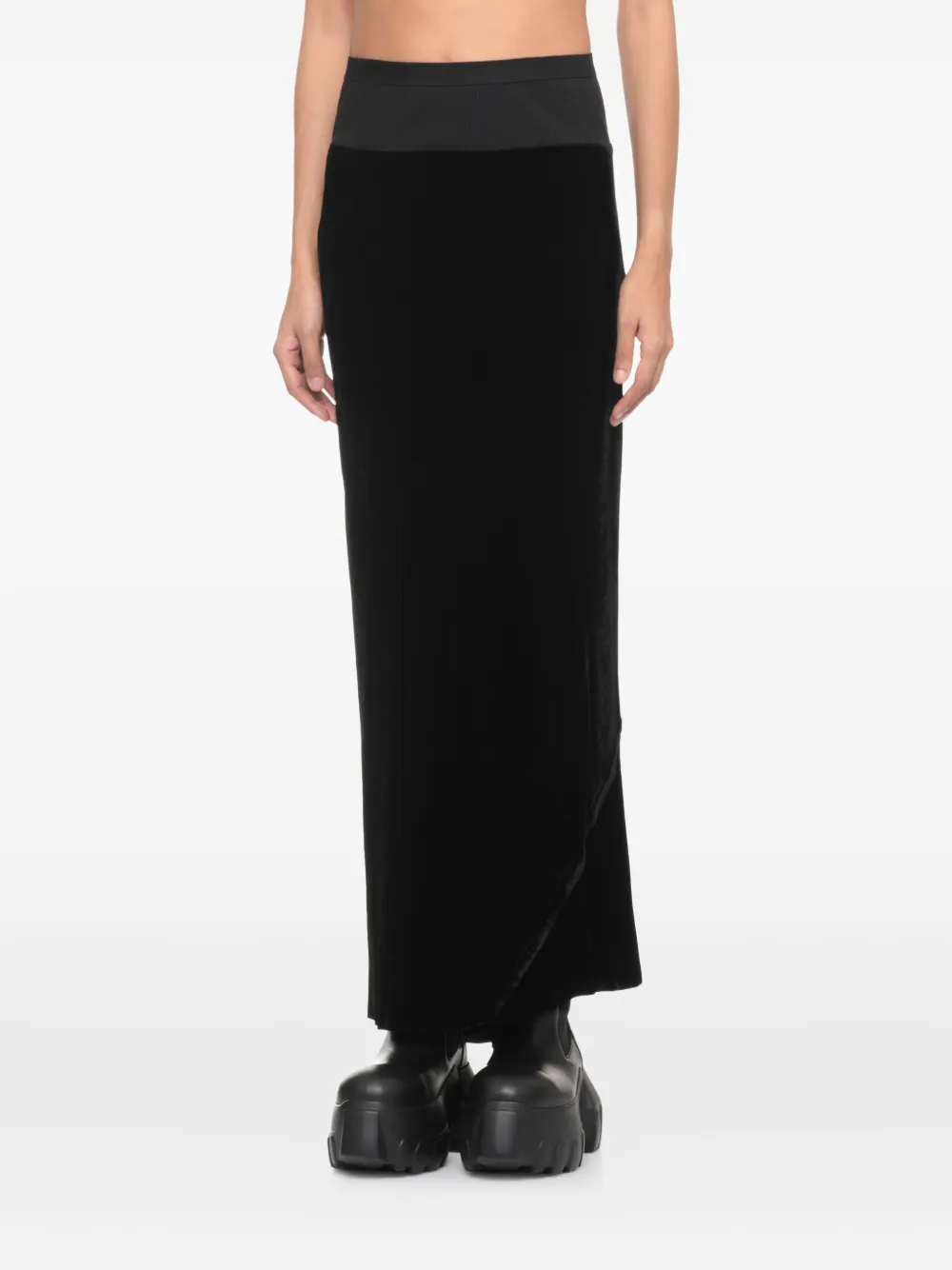 Rick Owens Midi Length Skirt Asymmetric Hem In Black