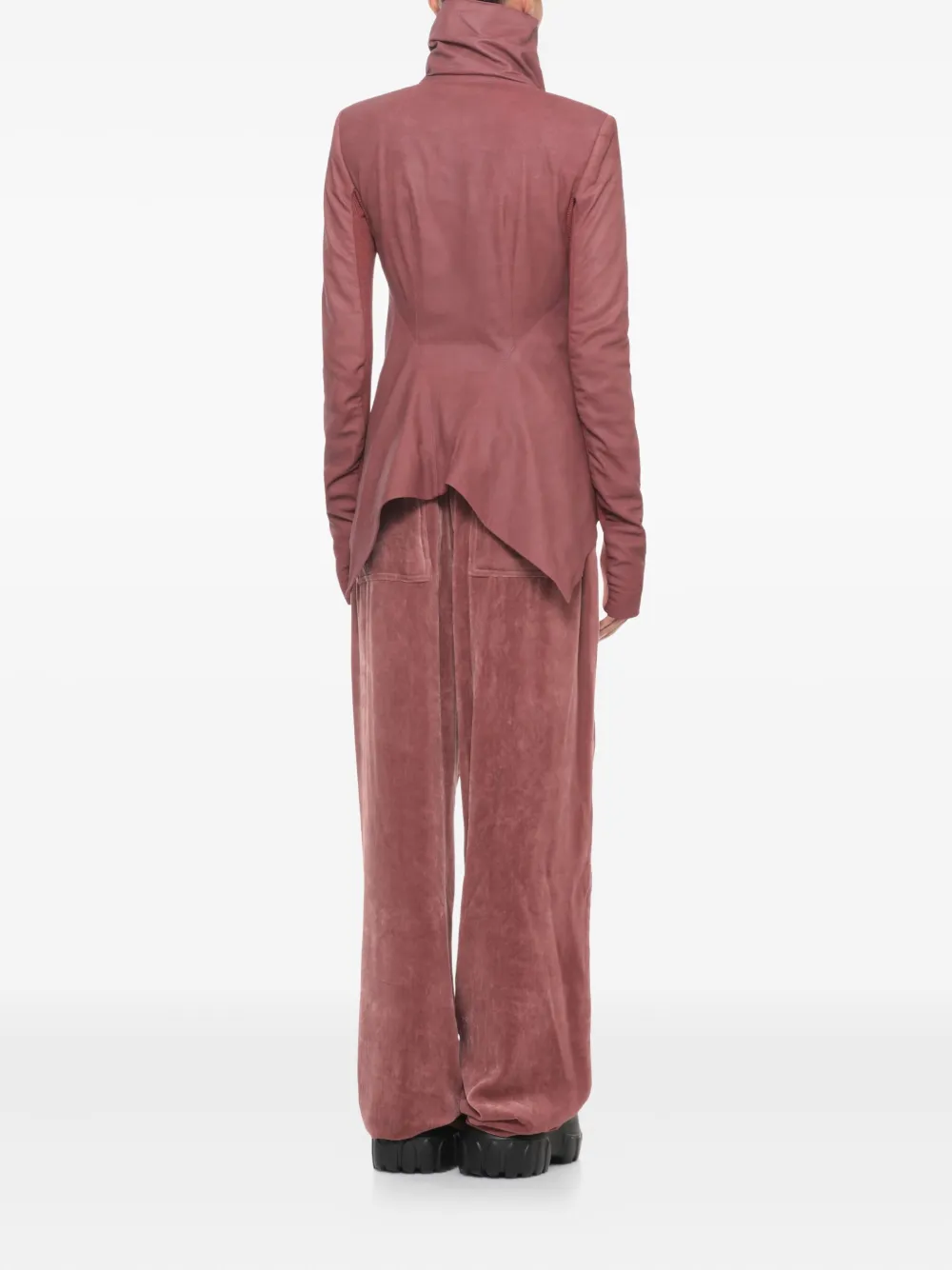 Rick Owens Asymmetric Hem Leather Jacket Pockets In Pink