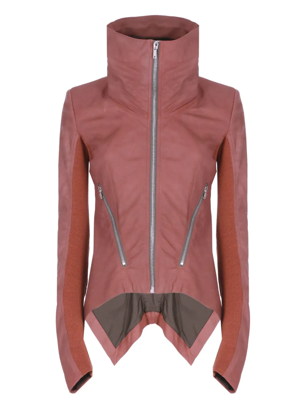 Rick Owens Asymmetric Hem Leather Jacket Pockets In Pink