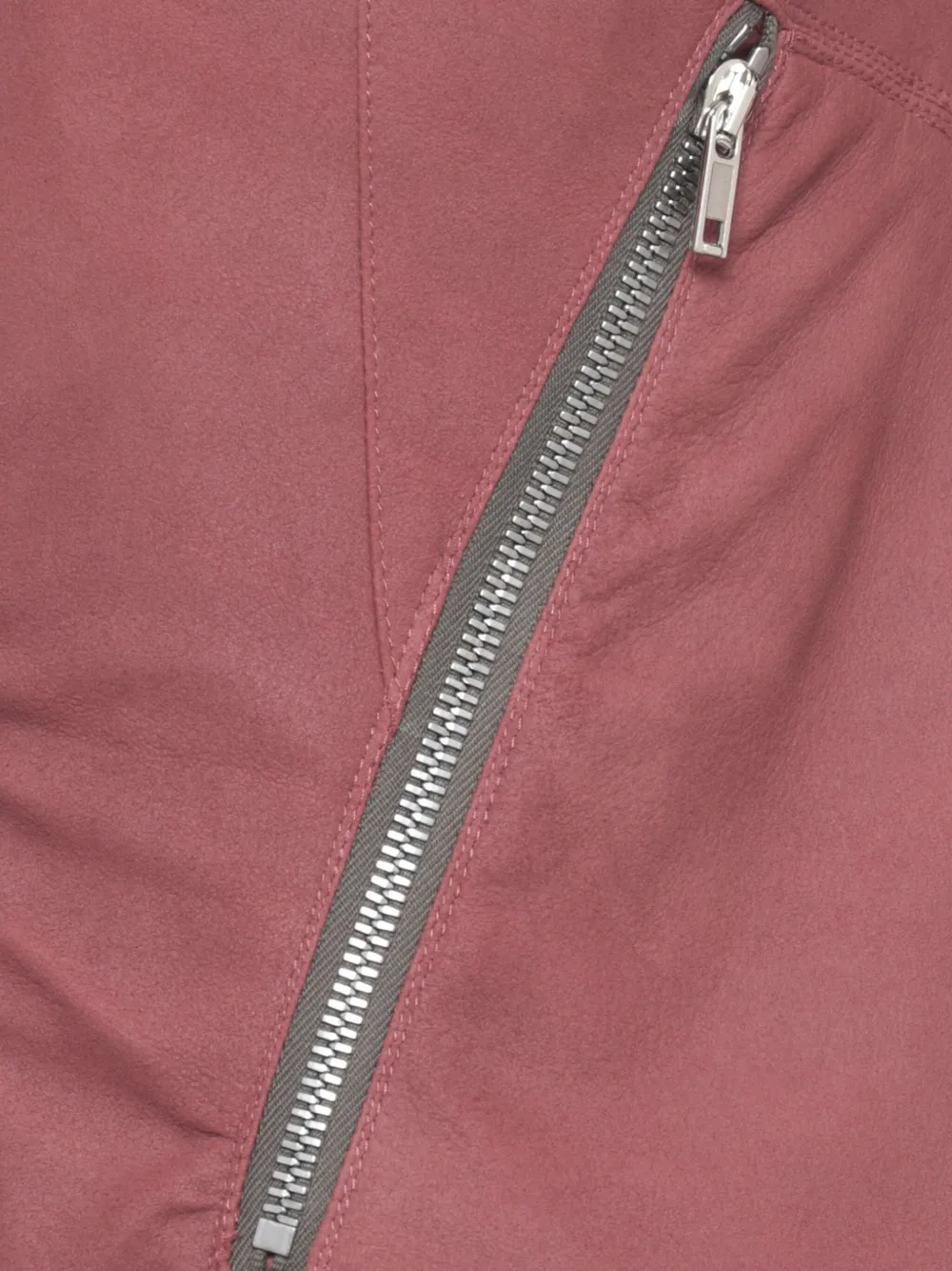 Rick Owens Asymmetric Hem Leather Jacket Pockets In Pink