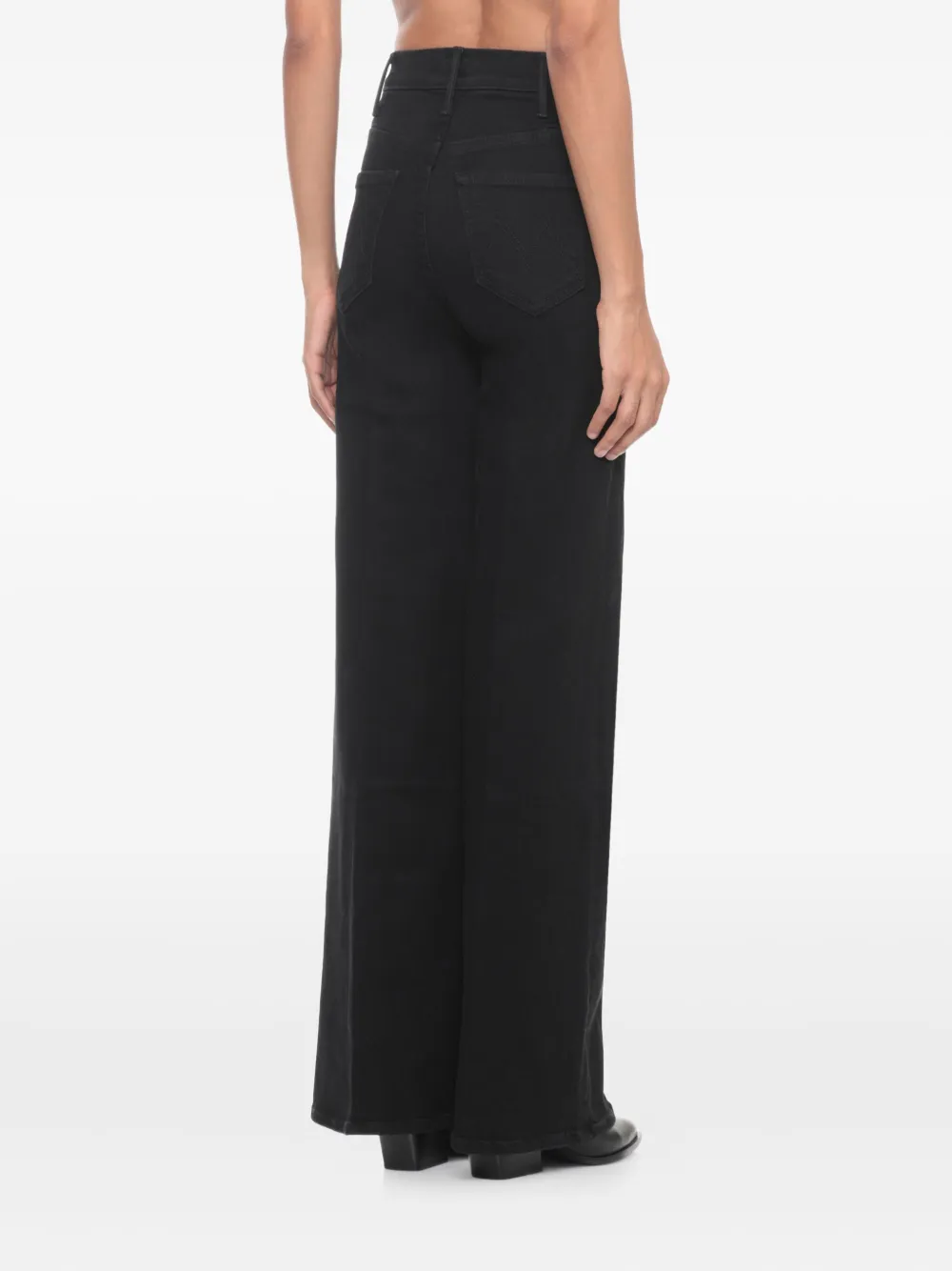 Mother High-rise Wide-leg Flared Jeans In Black