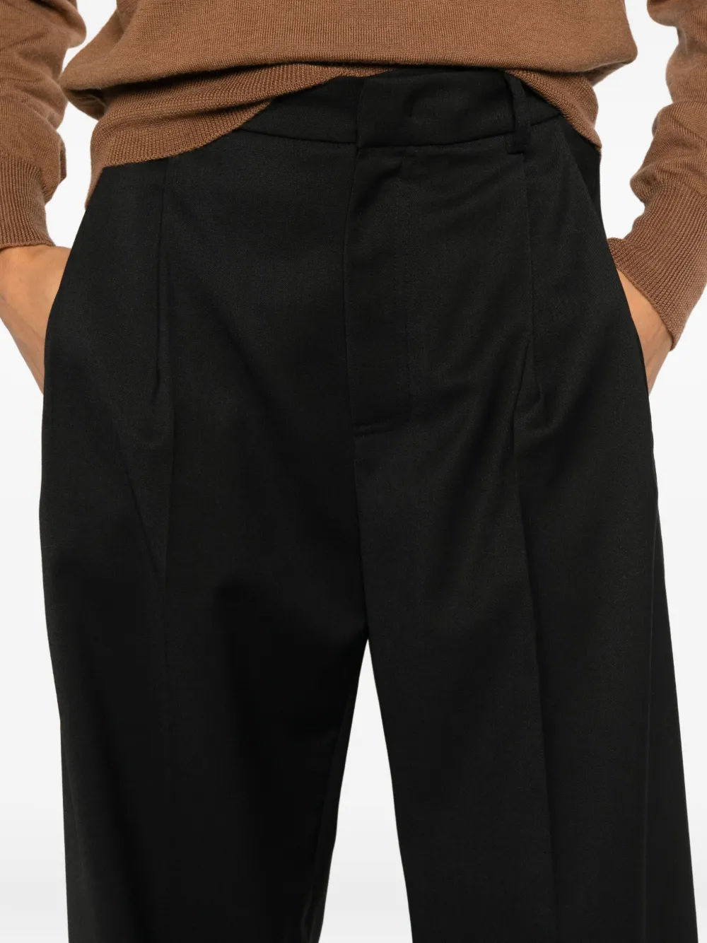 Tela Broek met geplooide details Zwart