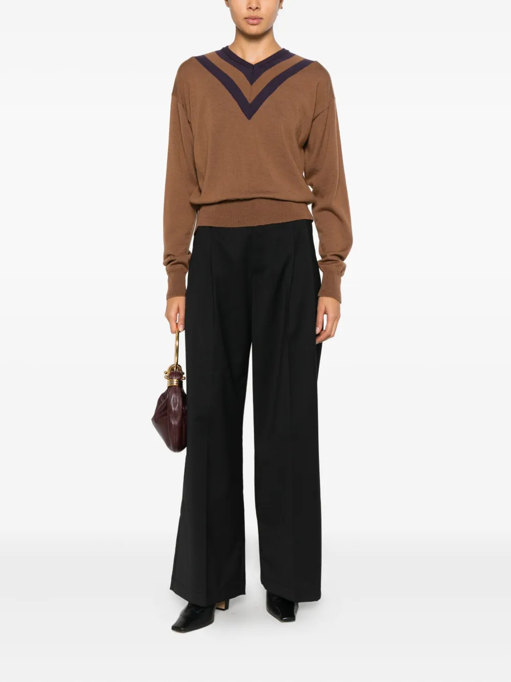 Tela Broek met geplooide details - Zwart