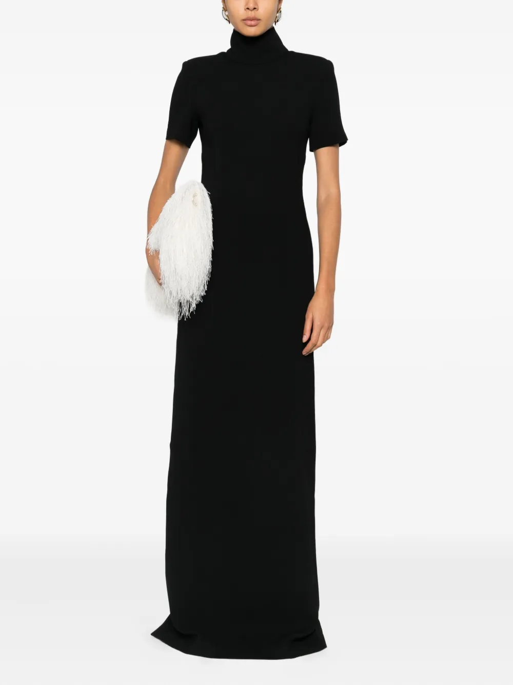 Mônot high-neck short-sleeve maxi dress - Zwart