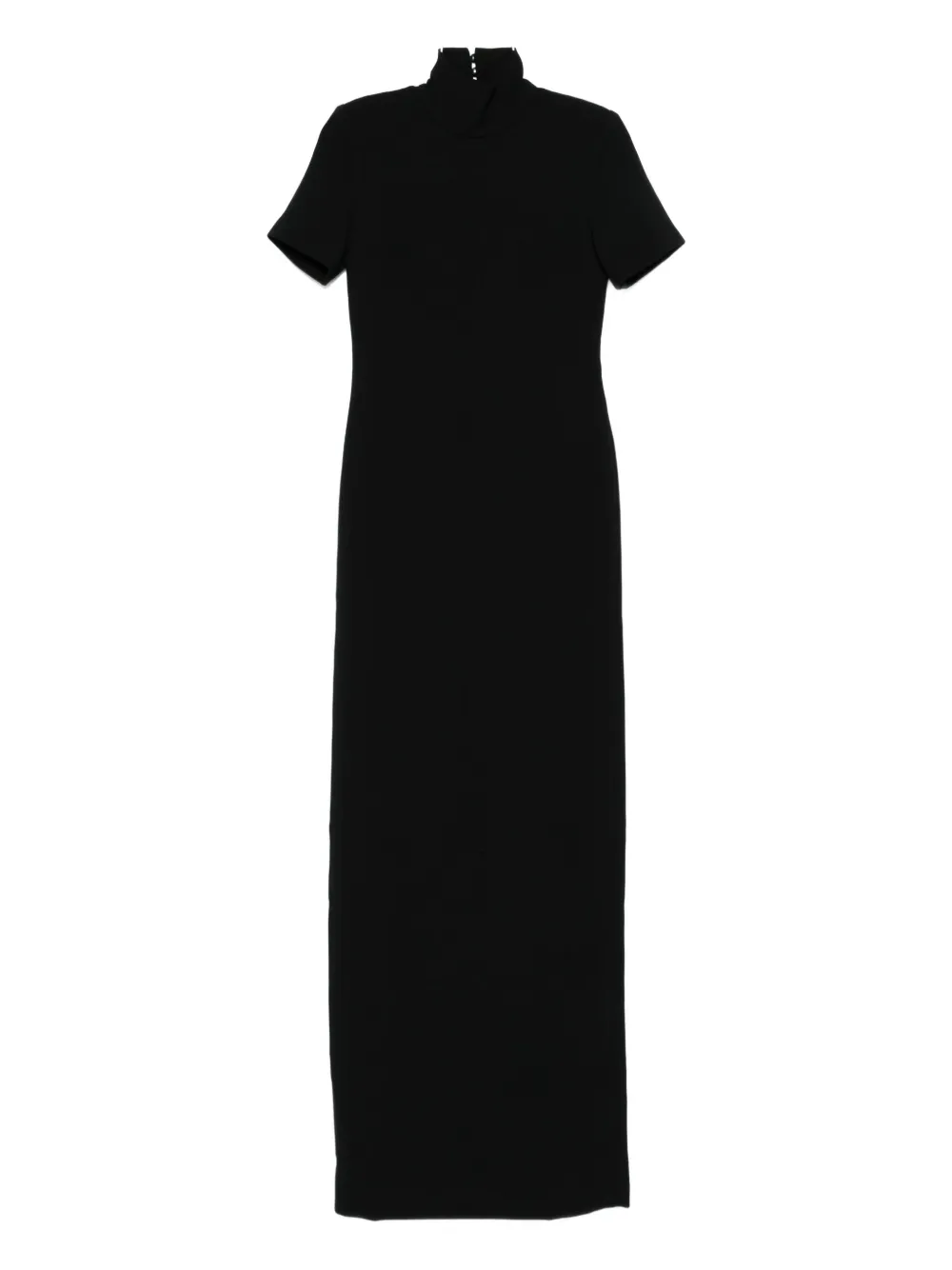 Monot High-neck Short-sleeve Maxi Dress In Black