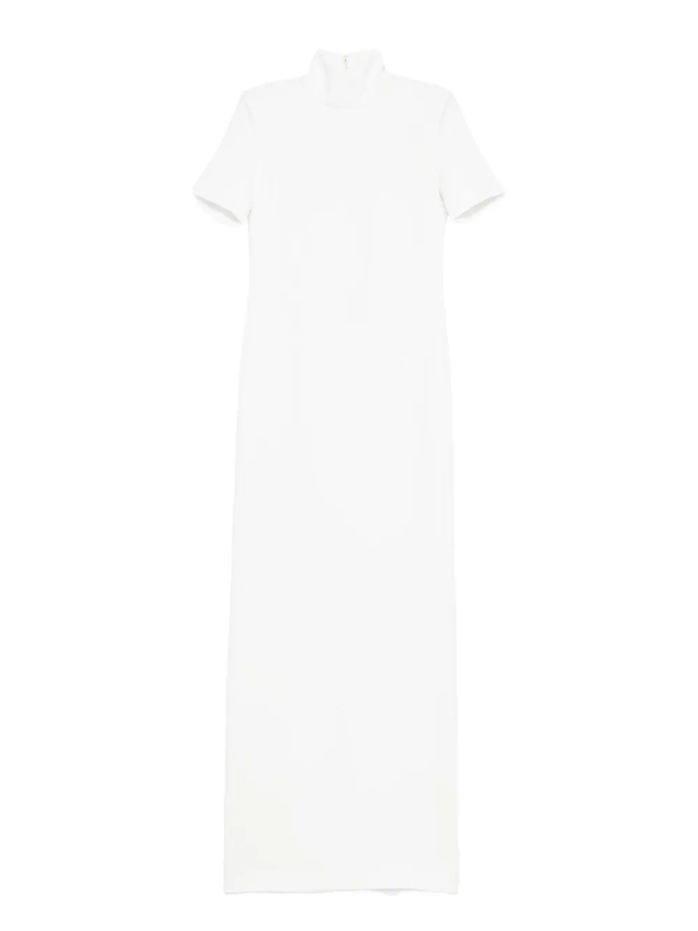 Monot Short-sleeve High-neck Maxi Dress In White