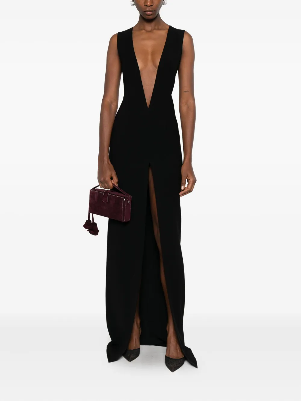 Mônot V-neck maxi dress - Zwart