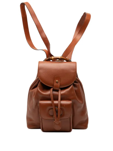 Gucci Pre-Owned 20th Century Leather Bamboo Drawstring backpack