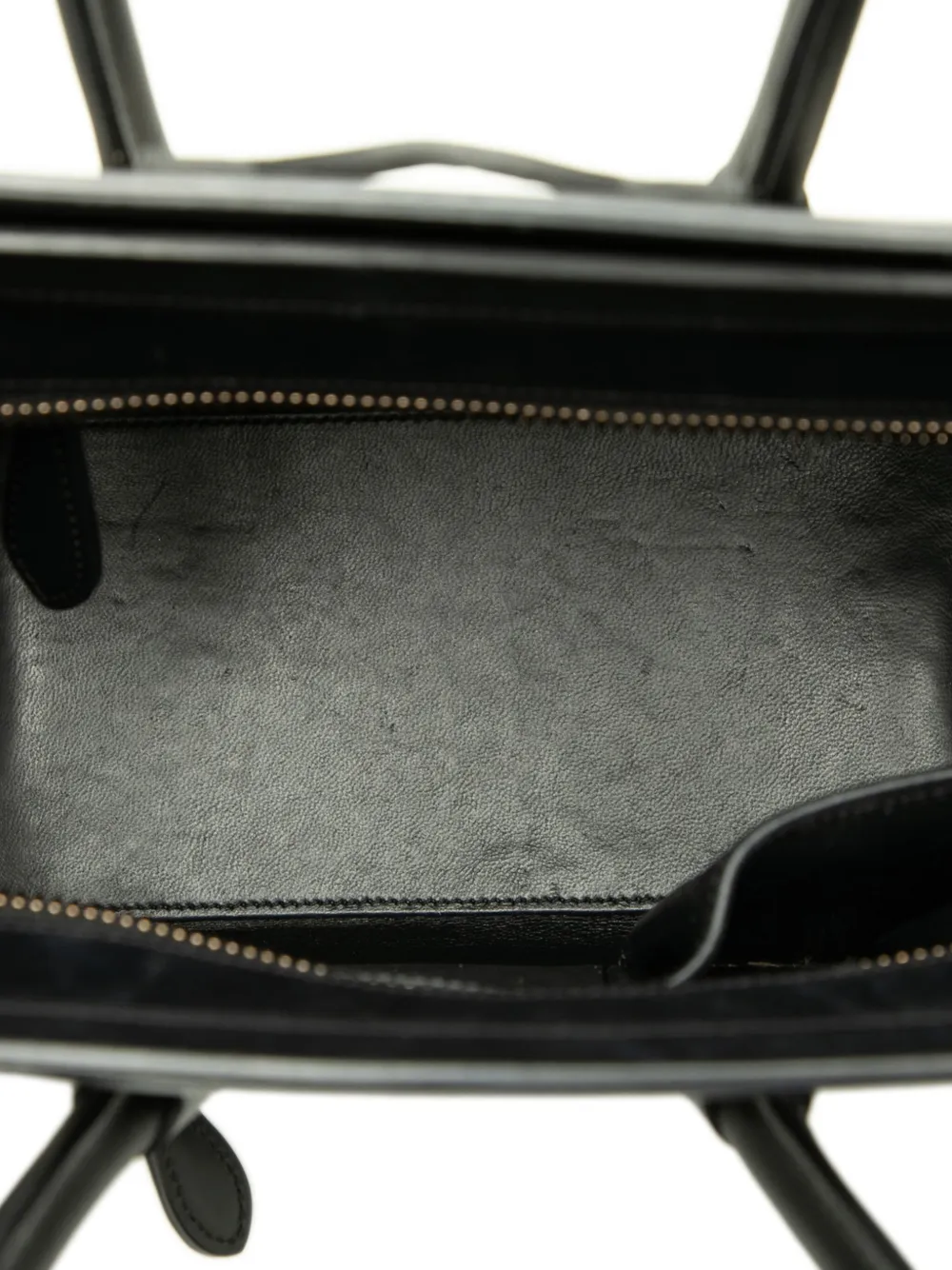 Pre-owned Celine 2015 Micro Tricolor Nubuck And Calfskin Luggage Tote Bag In White