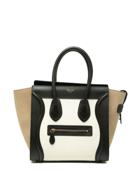 Celine Pre-Owned 2015 Micro Tricolor Nubuck and Calfskin Luggage tote bag