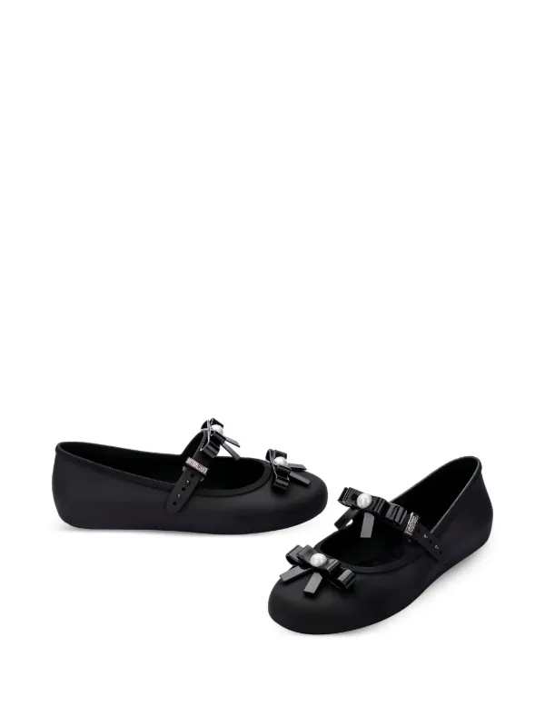 Melissa リボン バレエシューズ | ブラック | FARFETCH JP