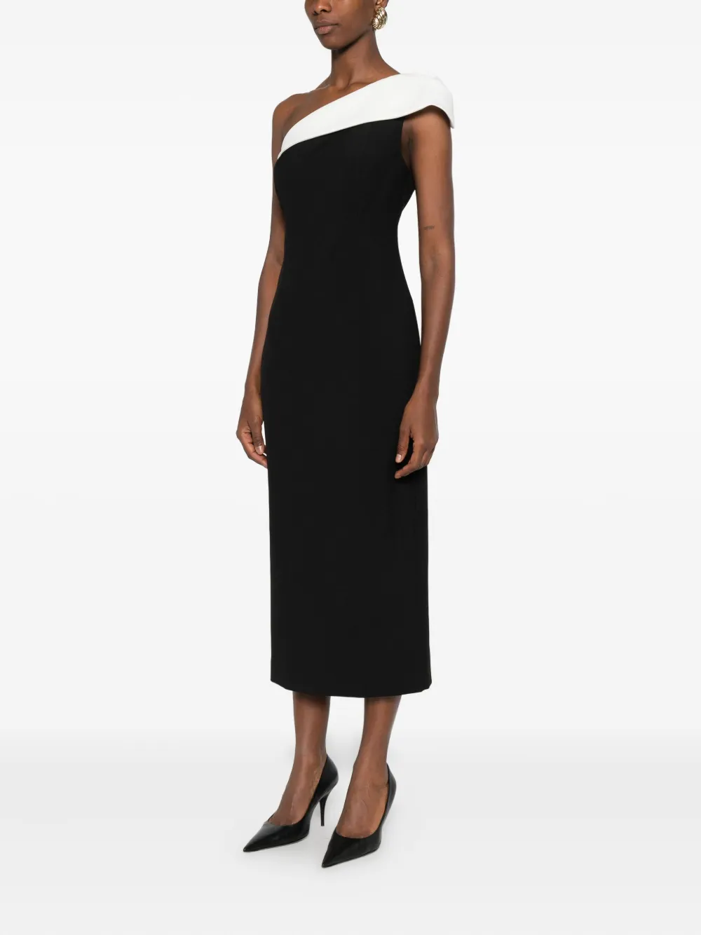 Roland Mouret Asymmetrische midi-jurk Zwart