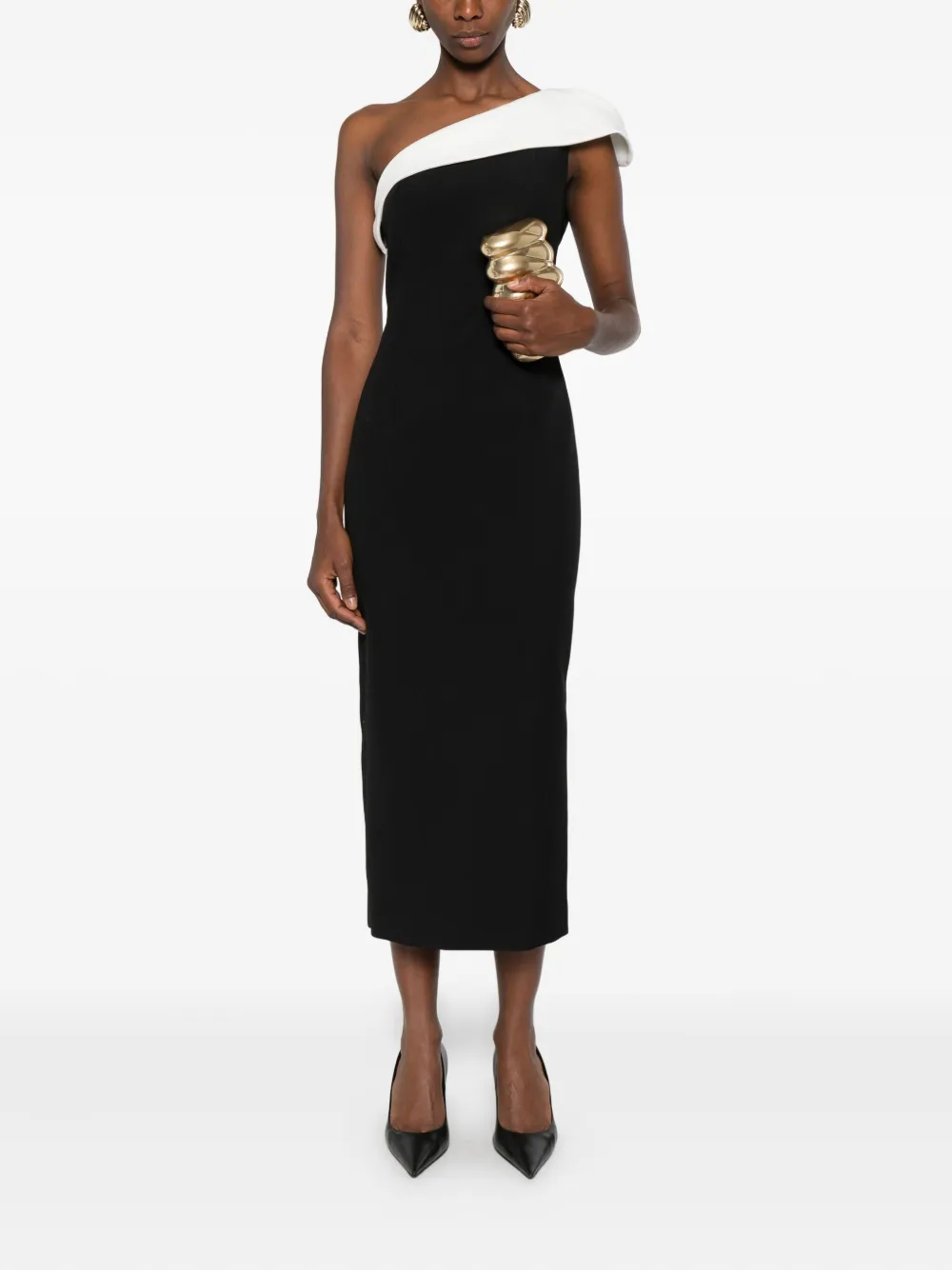 Roland Mouret Asymmetrische midi-jurk - Zwart