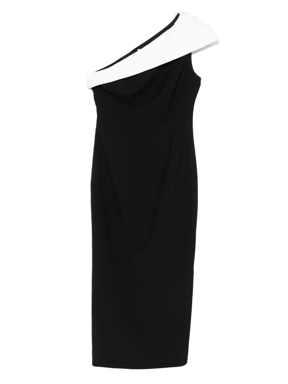 Roland Mouret One-shoulder Midi Dress In Black