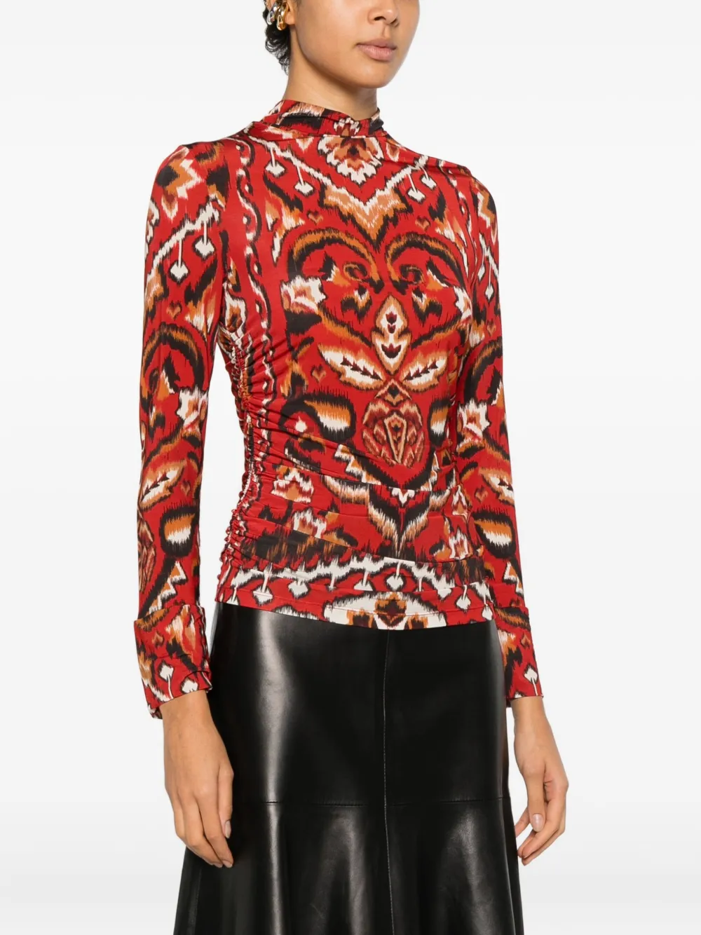 FARM Rio T-shirt met geometrische print en lange mouwen Rood