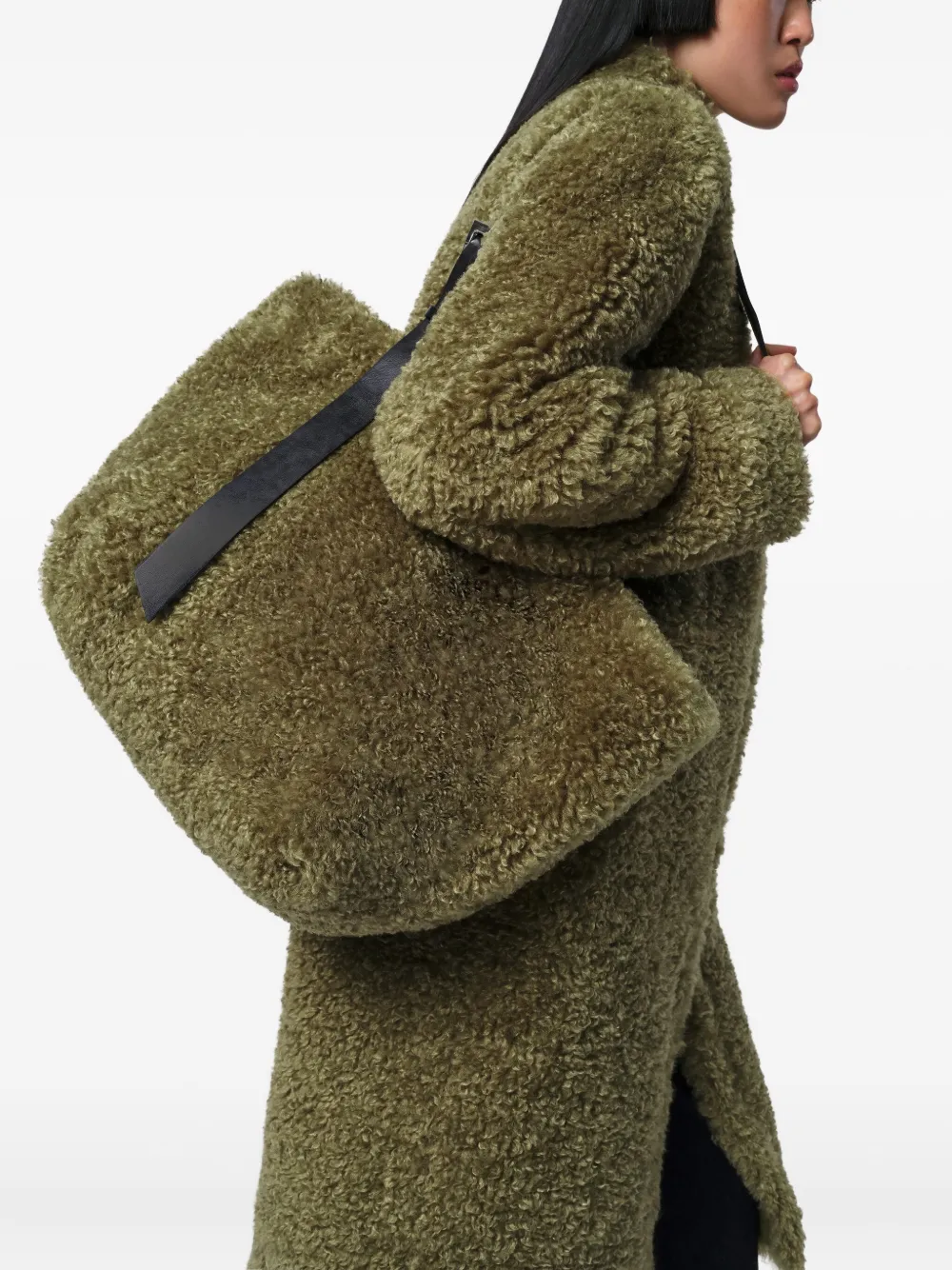 Apparis Esti Bouclette Tote Bag In Green