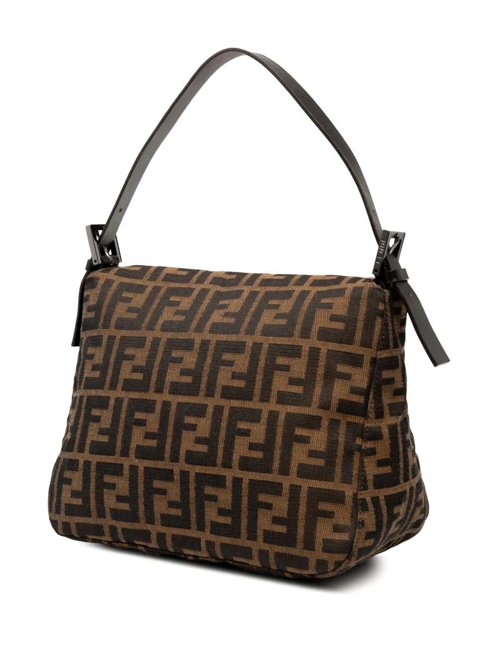 Pre-owned Fendi 2000-2010 Zucca Canvas Double Flap Mamma Shoulder Bag