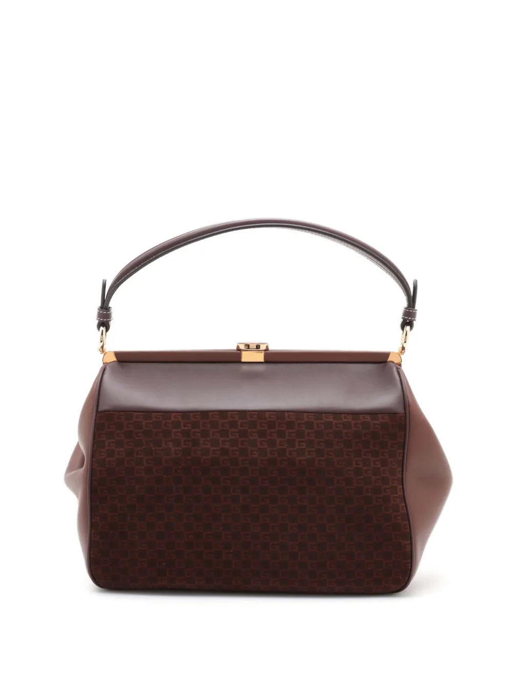 Pre-owned Gucci 2016-2025 G Square Suede Ophidia Virgo Top Handle Bag Satchel